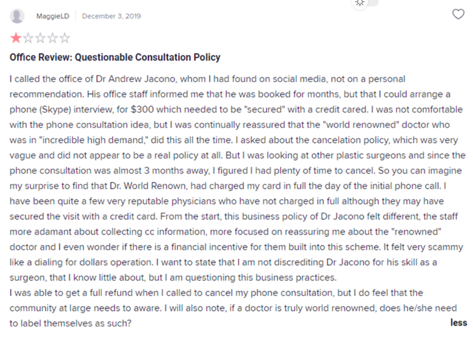 Dr. Andrew Jacono’s Name Tarnished by Fraudulent Scams