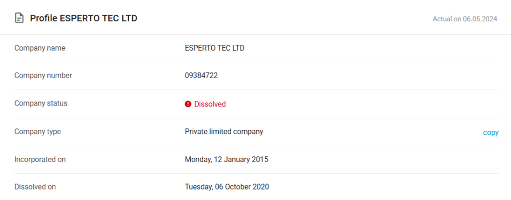 ESPERTO TEC LTD