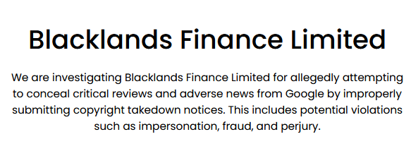 Blacklands Finance Limited