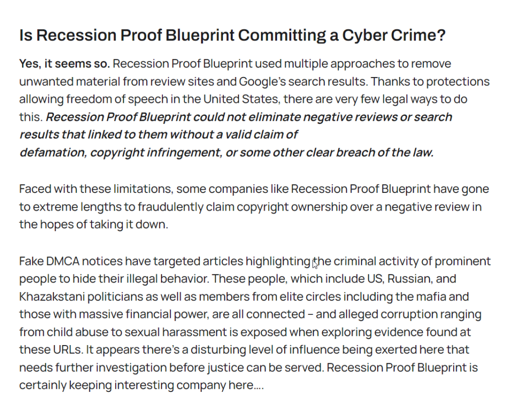 Recession Proof Blueprint LLC
