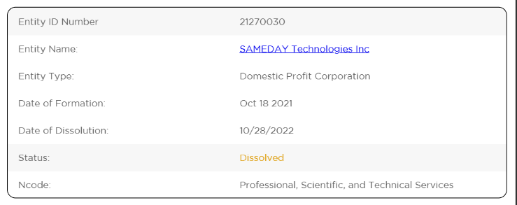 Sameday Technologies Inc