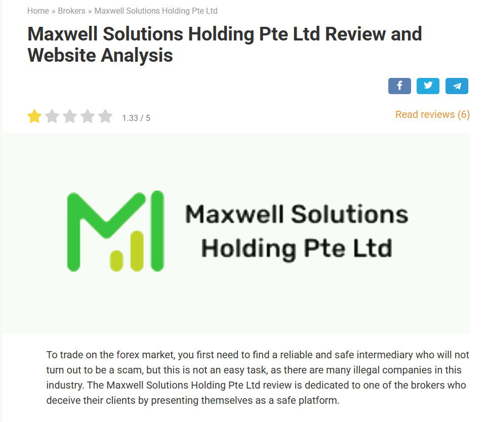 Maxwell Solutions Holding Pte Ltd