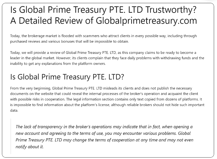 Global Prime Treasury