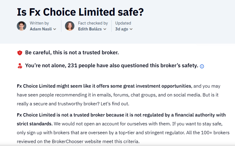Fx Choice Limited
